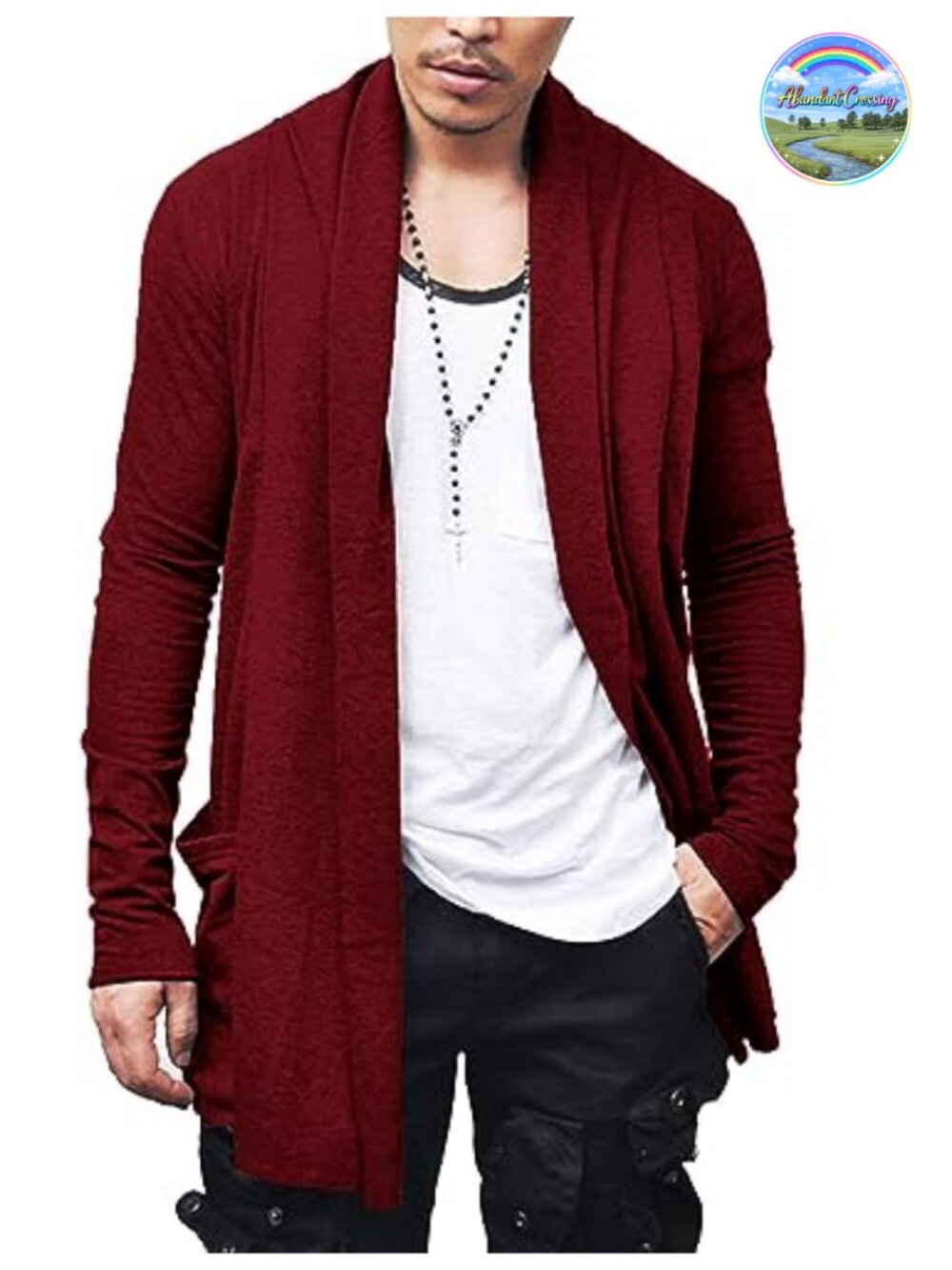 Ruffle Shawl Collar Open Front Long Cardigan Lightweight Sweater